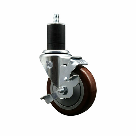 SERVICE CASTER 4'' SS Maroon Poly Swivel 1-3/4'' Expanding Stem Caster with Brake SCC-SSEX20S414-PPUB-MRN-TLB-134